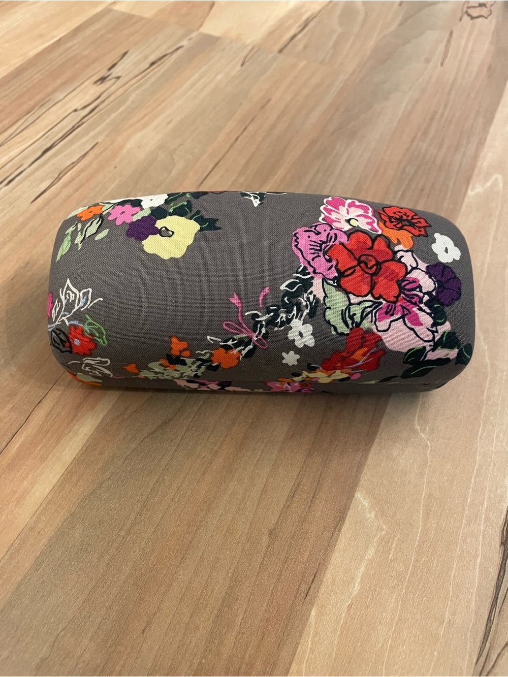 Vera Bradley Floral Eyeglass Case - Gray Background with Multi-Color Blooms